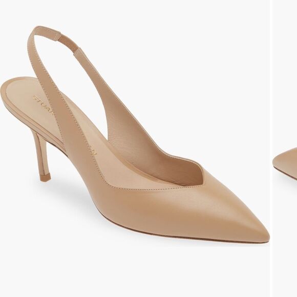 Stuart Weitzman Eva Pointed Toe Slingback Pumps - Picture 1 of 8
